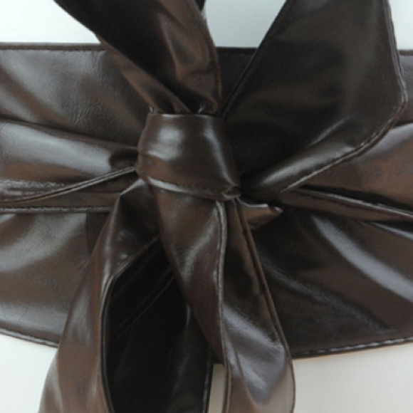 Soft Pretty PU Leather Self Tie Bow Wrap Around Obi Waistband Belt - Picture 2 of 3